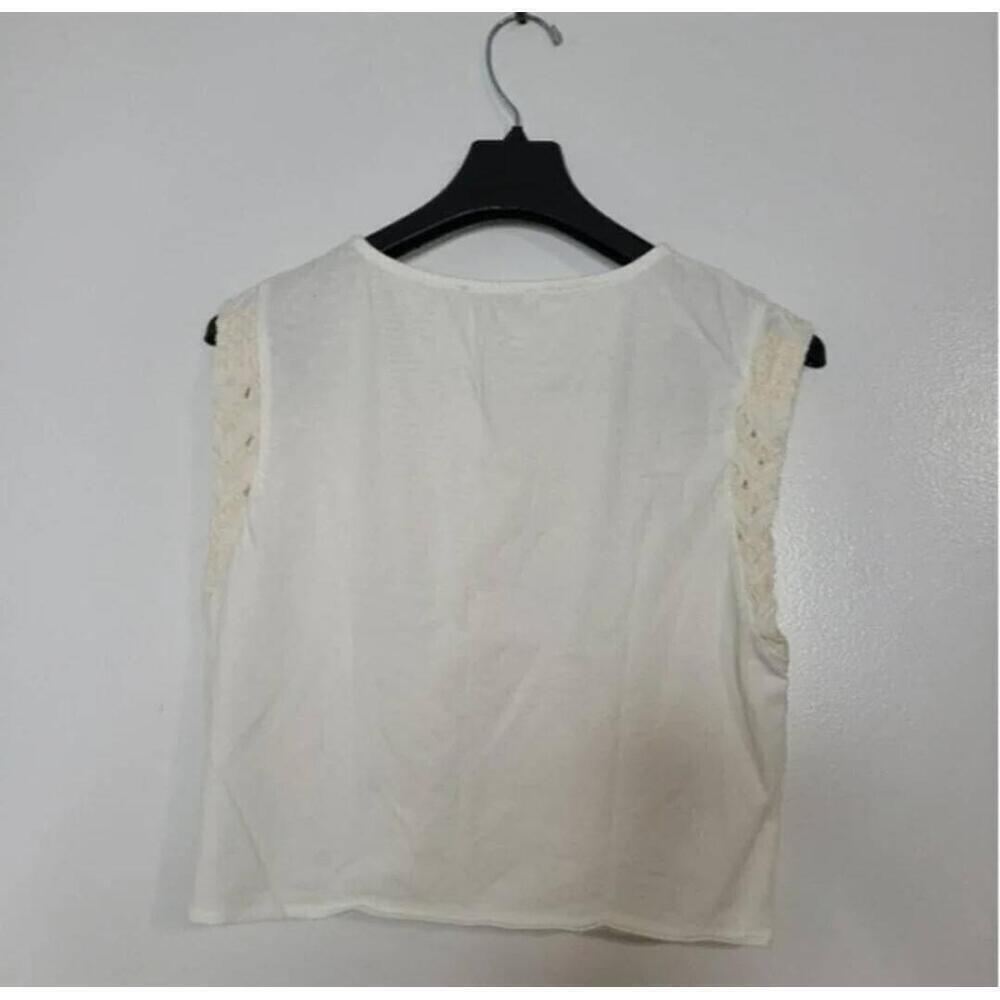 Zara Guipure Embroidery Crop Blouse Lace Short Sleeve Crewneck Size Small - Picture 12 of 12